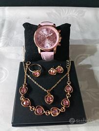 Set Collana, orecchini anello bracciale e orologio