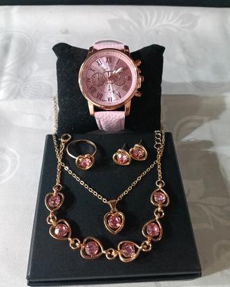 Set Collana, orecchini anello bracciale e orologio