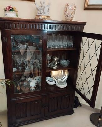Vetrina stile inglese vintage legno massello 