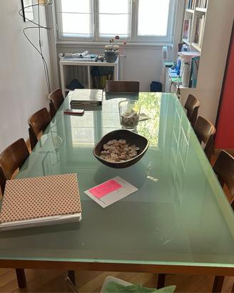 Tavolo di design in vetro e legno MDF Italia