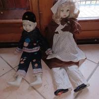 Pierrot in ceramica e stoffa e bambola ceramica Fa