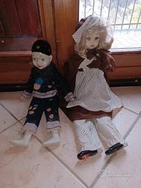 Pierrot in ceramica e stoffa e bambola ceramica Fa