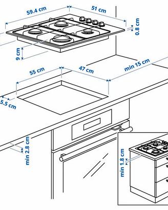 Piano cottura a gas Ikea Lagan Bianco nuovo  60 cm