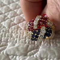 Anello oro brillanti zaffiri e rubini