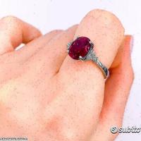 ANELLO ORO BIANCO 18kt. DIAMANTI E SIBERITE ROSA