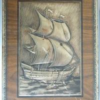 Scatola di latta con Veliero Lazzaroni - vintage