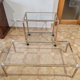 Carrello e tavolo in vetro