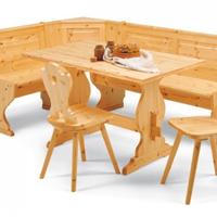 set angolo panca  con cassonetto in pino grezzo