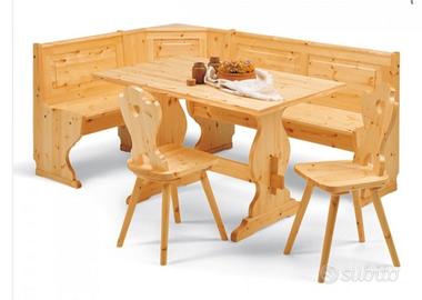 set angolo panca  con cassonetto in pino grezzo