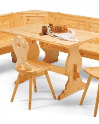 set angolo panca  con cassonetto in pino grezzo