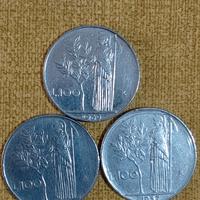 3 monete da 100 lire