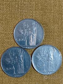 3 monete da 100 lire