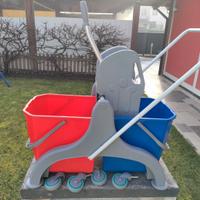 MOCIO 2 SECCHI COMPLETO DI CARRELLO E STRIZZATORE 
