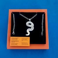 Collana Ciondolo SERPENTE, ORO 18kt e Acciaio 