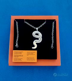 Collana Ciondolo SERPENTE, ORO 18kt e Acciaio 
