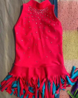 Body pattinaggio fuxia e azzurro fluo 4/5 anni