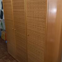 armadio in rattan 3 ante