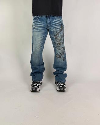 Jeans Bootcut Uomo Vintage Stampa Che Denim L/32