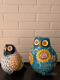 Ceramiche gufi dipinti a mano