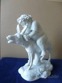 Porcellana  statuina Capodimonte satiro con mulo