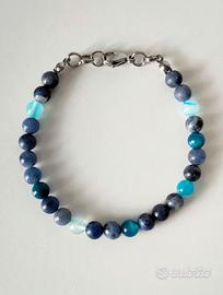 Bracciale pietre blu uomo