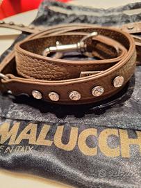 Guinzaglio e collare Malucchi,pelle e swarovski.