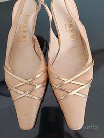 Scarpe décolleté color beige e oro 
