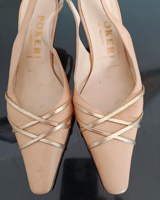 Scarpe décolleté color beige e oro 