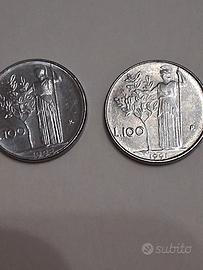2 moneta lira italiana  100 lira rare micro mini 
