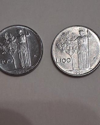 2 moneta lira italiana  100 lira rare micro mini 