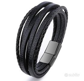 Bracciale Nero Multistrato Unisex Intrecciato