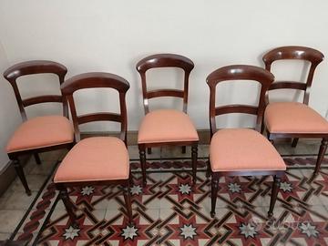 5 Sedie antiche stile Luigi Filippo metà 800