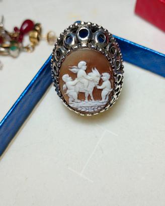 Anello vintage cammeo e argento massiccio 925