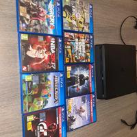 Ps4 slim + 1 controller PS4 +  8 giochi + supporto