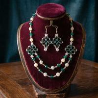 Collana vintage Orecchini Quarzo Cristallo a mano