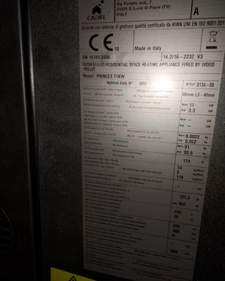 stufa a pellet castel prince 11kw