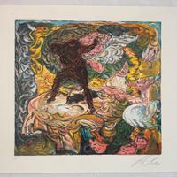 Sandro Chia litografia 70x90 Strano Passo