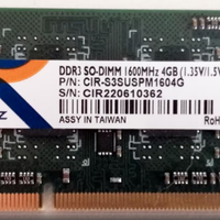 Cervoz RAM DDR3 portatile SO-DIMM 1600Mhz 4Gb