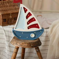 Two N Lampada Artigianale Legno Led Barca a Vela