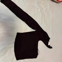 MAGLIETTA DONNA MONOSPALLA NERA A COSTINE