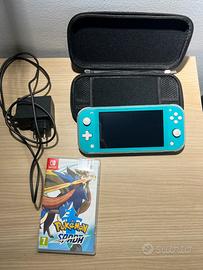 Nintendo switch lite celeste e scheda sd e pokemon