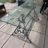 Scrivania vetro e ferro battuto