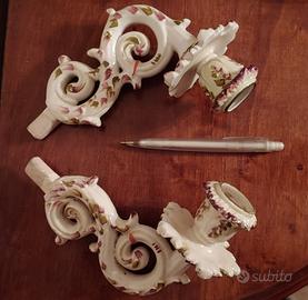 Coppia portalampade in ceramica