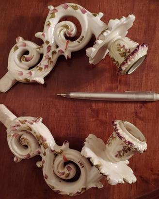 Coppia portalampade in ceramica