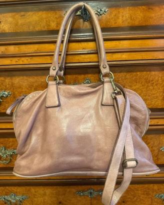 Borsa vera pelle 100% rosa antico