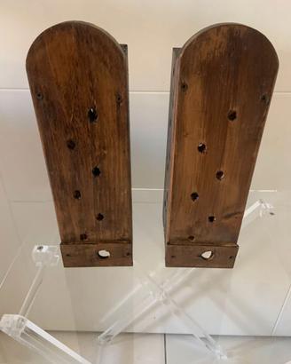 coppia applique in legno stile  lanterna vintage