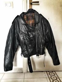 Chiodo da donna nero in pelle taglia L