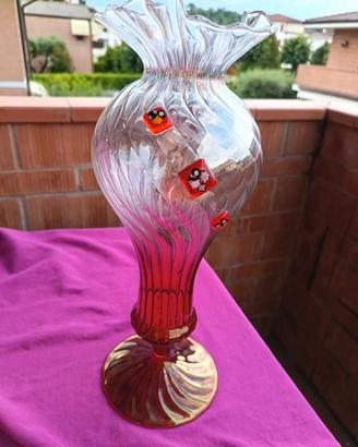 Vaso Vintage Vetro Artistico con Murrine