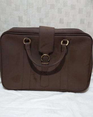 valigia vintage in pelle marrone