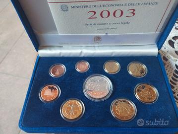 euro 2003 con 5 euro in argento proof Italia 